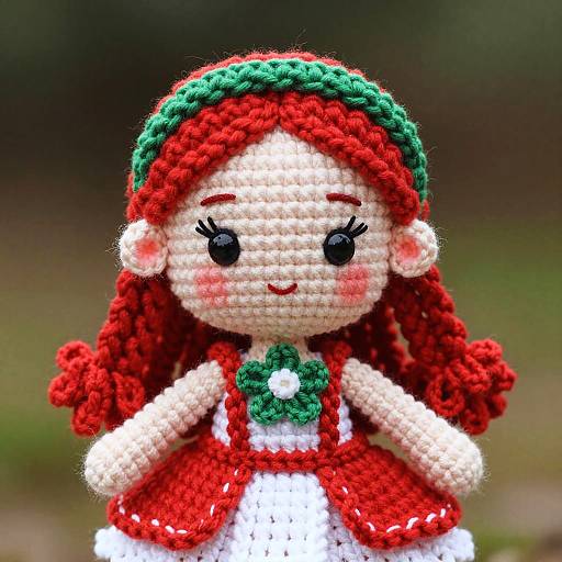 Festive Crocheted Doll Close-Up
