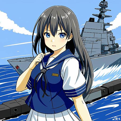 Illustration of Ha-class destroyer, kantai collection in the style of Koikawa minoru