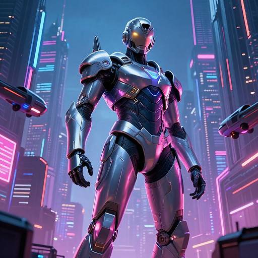 Futuristic Cyberpunk Robot Guardian