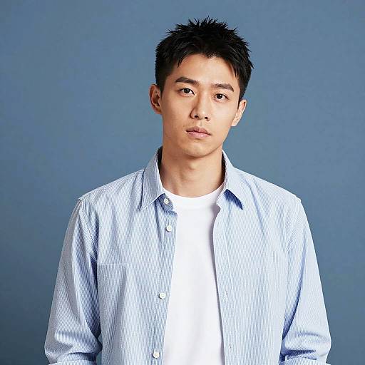 Casual Man Wearing Blue Striped Shirt