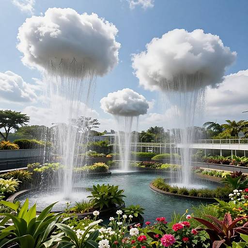 Rooftop Garden with Upside-Down Waterfalls