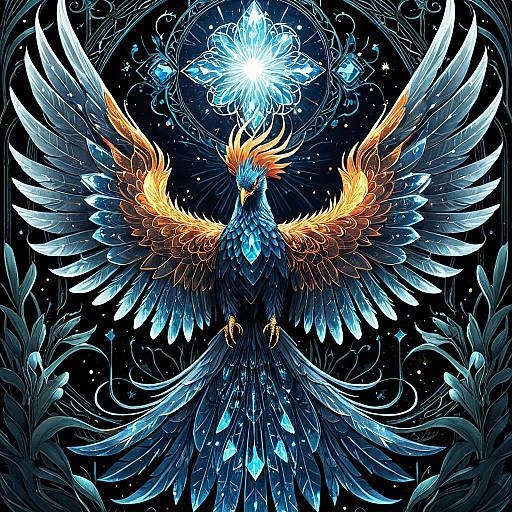 Crystalline Phoenix with Ethereal Wings