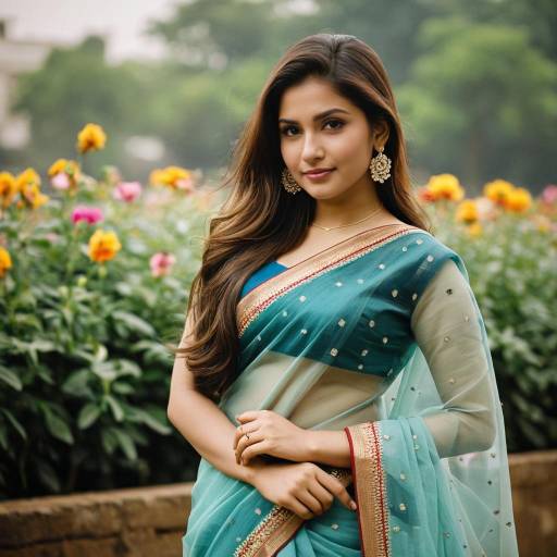 Elegant Girl in Organza Saree Portrait