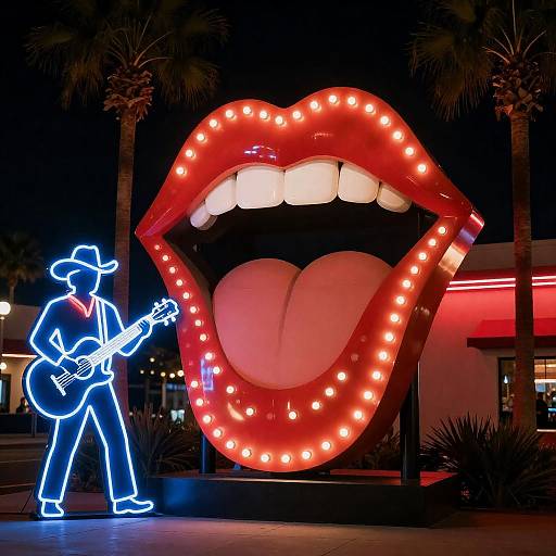 Neon Open-Mouth Marquee with Cowboy