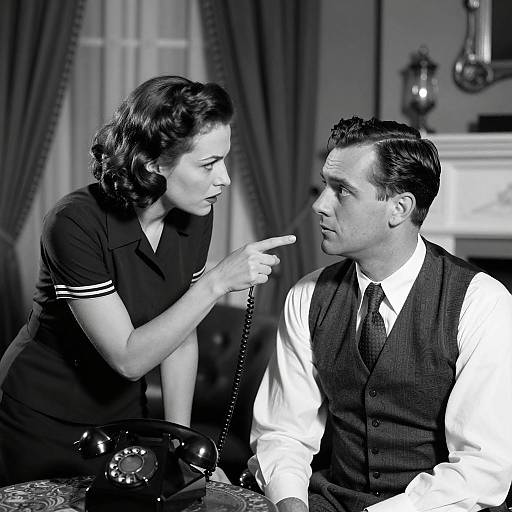 Vintage Black and White Portrait Scene