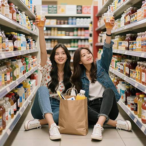 Casual Moments in a Grocery Store