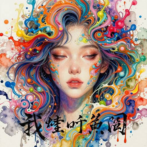 Intricate Colorful Watercolor Portrait
