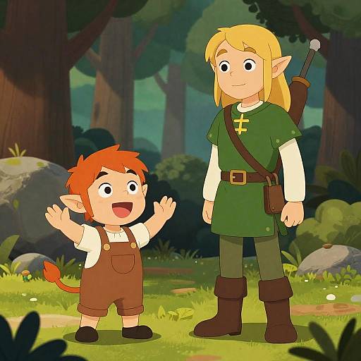 Joyful Elves in Enchanted Forest