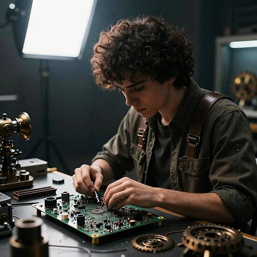 Young Male Engineer Repairing Circuit Board