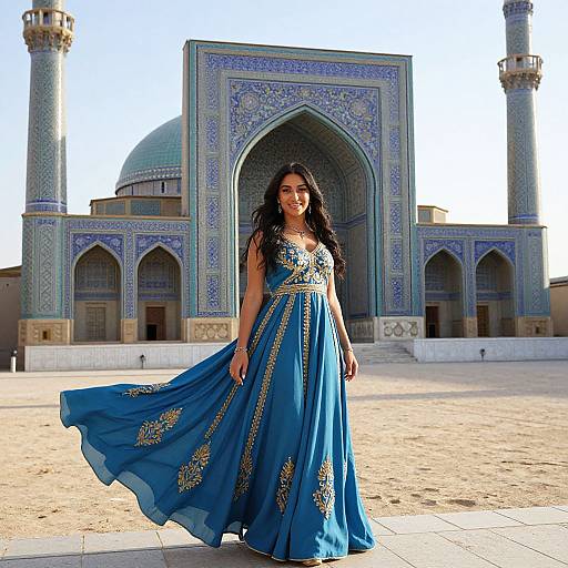 Elegant Woman by Blue Tiled Mosque