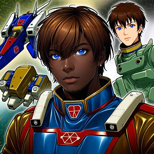 Illustration of Amuro ray, gundam in the style of Kochiya (gothope)