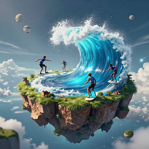 Sentient Gravity Waves on Floating Island