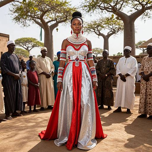 Regal African Queen in Historic Courtyard