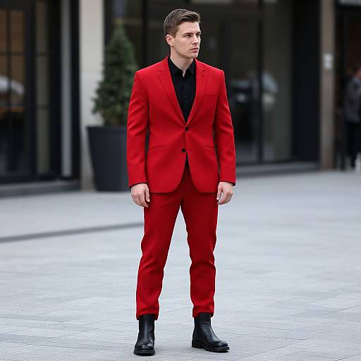 Man in Red and Black Suit