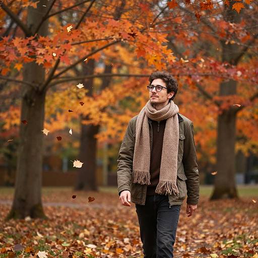 Bob Walking Through Vibrant Autumn Park