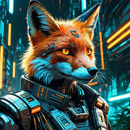 Cyberpunk Android Fox Portrait