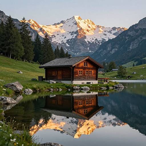 Serene Lakeside Cabin in Swiss Alps