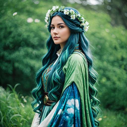 Earth-Themed Cosplay Costume with Flowing Fabric