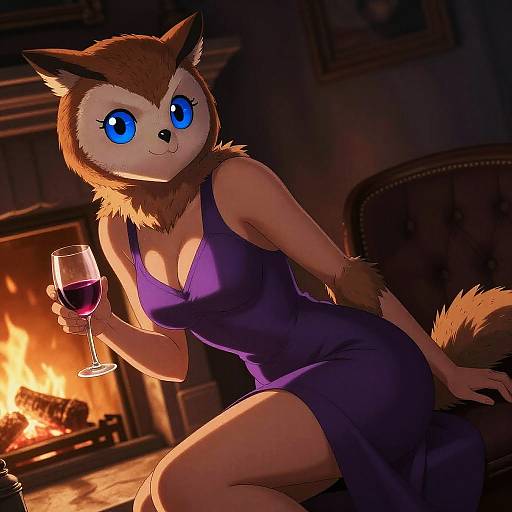 Backlit Renamon in Purple Dress