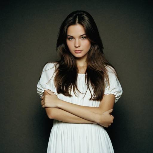 Young Woman in White Dress with Crossed Arms