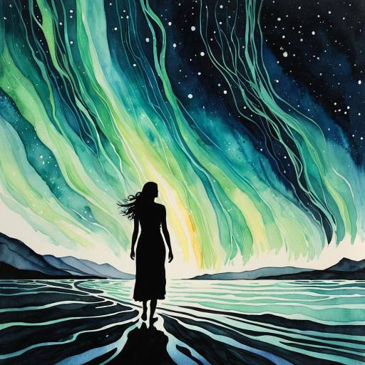 Ethereal Aurora in Human Silhouette