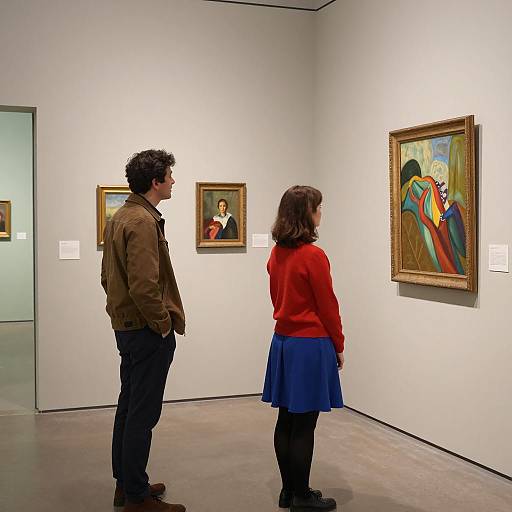 Art Gallery Scene with Two Figures