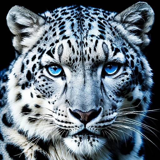 Close-up of Snow Leopard with Blue Eyes