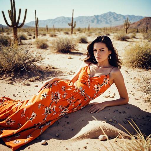 Glamorous Model in Desert Fashion Scene
