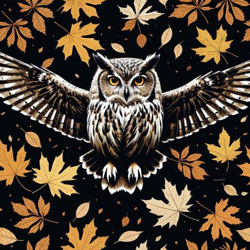 Owl with Autumn Leaf Wings Owl with Autumn Leaf Wings