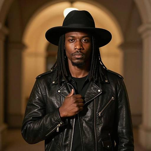 Mysterious Man in Leather Archway