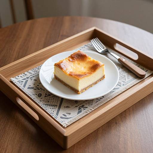 Elegant Cheesecake on Wood Tray