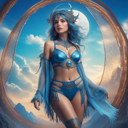 Woman in Blue Fantasy Fairy Costume