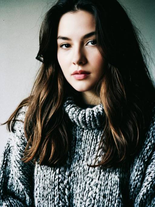 Woman in Chunky Knit Sweater