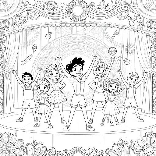 Glee Characters Joyful Stage Performance