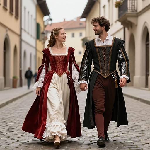 Romantic Renaissance Couple Strolling
