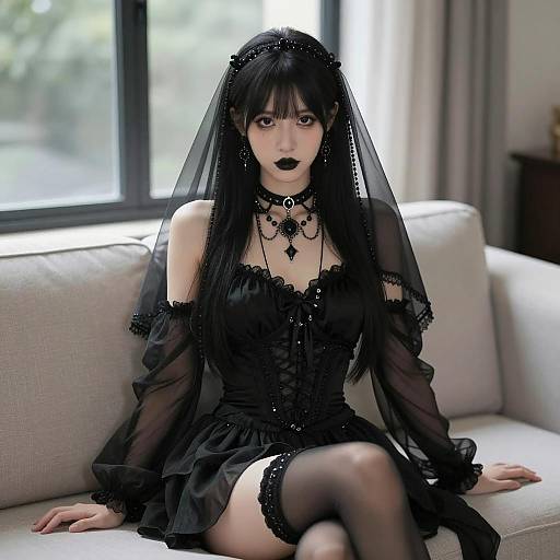 Goth Fashion: Solo Girl on Couch