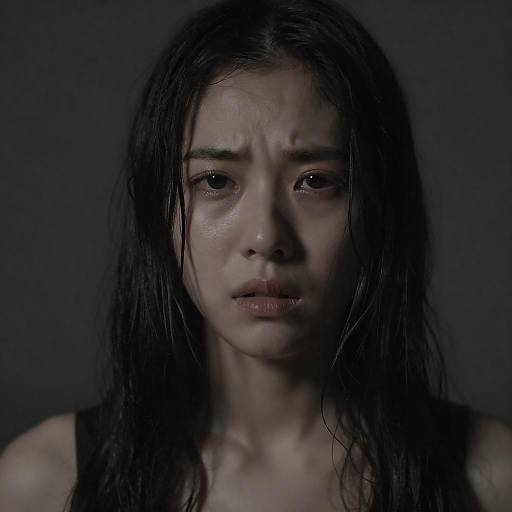 Moody Close-Up of Intense Woman with Wet Hair