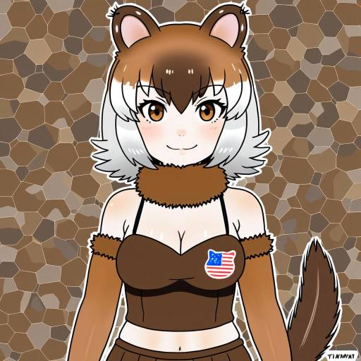 Illustration of American beaver (kemono friends), kemono friends in the style of Tamayan