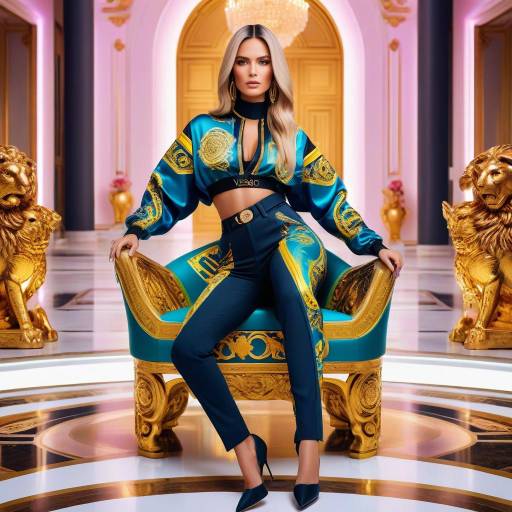 Luxurious Woman in Versace Streetwear