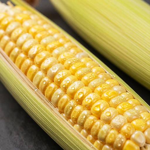 Vibrant Macro Shot of Dewy Corn