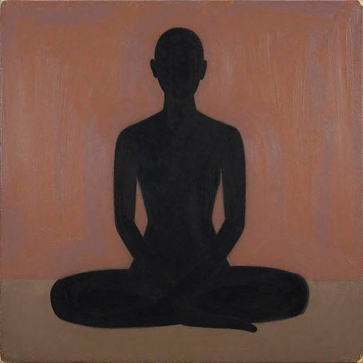 Abstract Minimalist Seated Silhouette in Earthtones