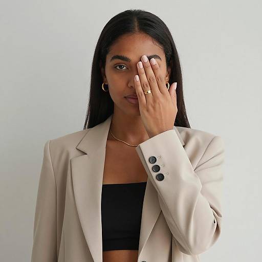 Confident Businesswoman Covering Face