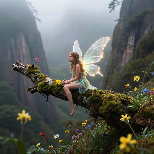 Ethereal Mountain Fairy in Mist