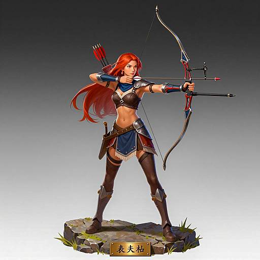 Female Archer with Metallic Bow CGI Illustration