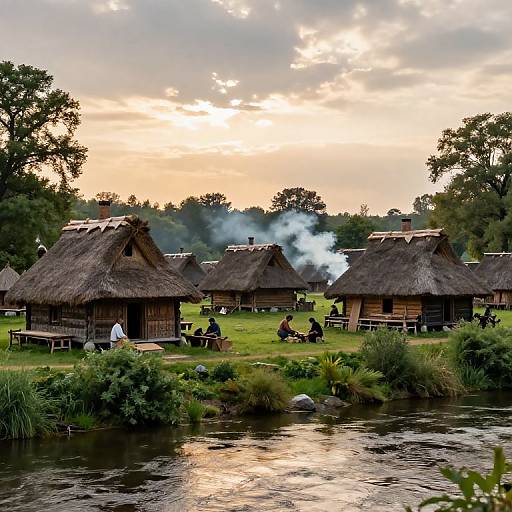 Ancient Cherusker Village at Sunset