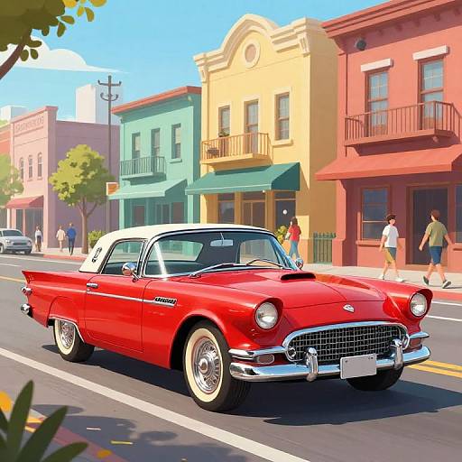 Classic Red Ford Thunderbird Cruise