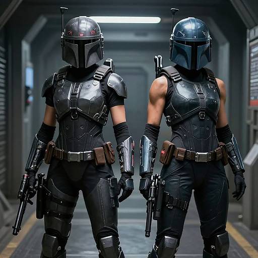 Futuristic Female Bounty Hunters Ready