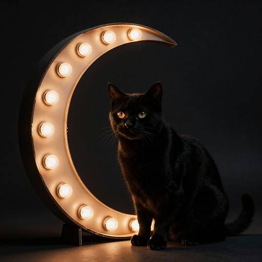 Noir Black Cat with Marquee Halo