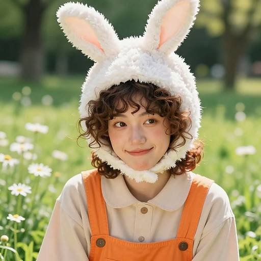 Cheerful Bunny Hat in Sunny Meadow