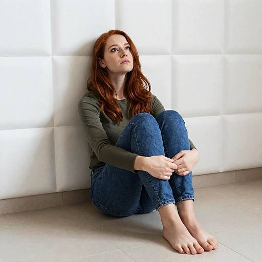 Contemplative Redhead in Padded Room